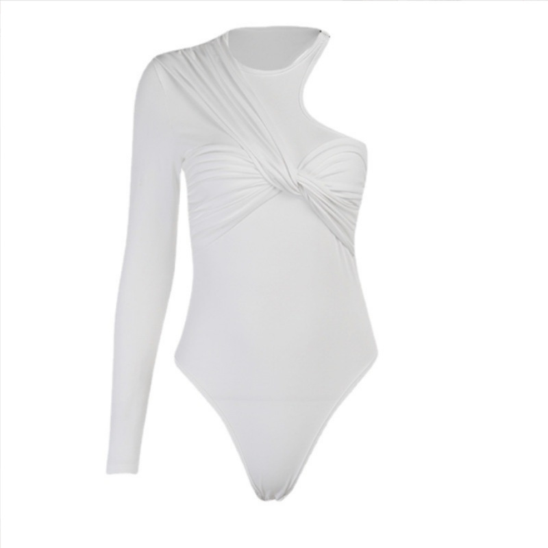 Picture of Amazon Knitted White One-Shoulder Jumpsuit 2024 Spring European and American Clothing Sexy Fashion Casual Tops for Women