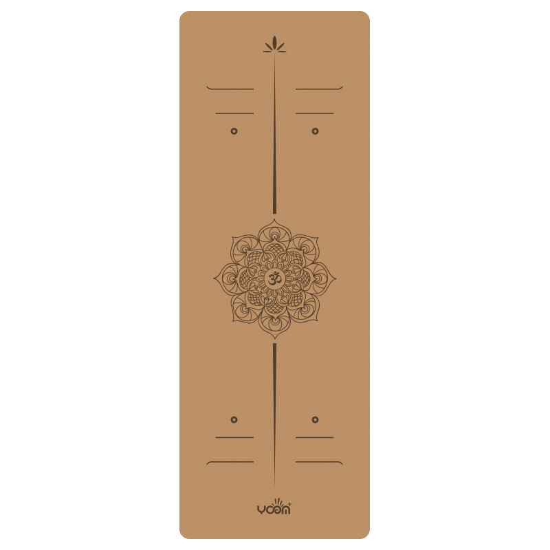 Picture of [cork yoga mat] plus thick natural rubber gymnastics local tyrants mat laser engraving logo body position line printing