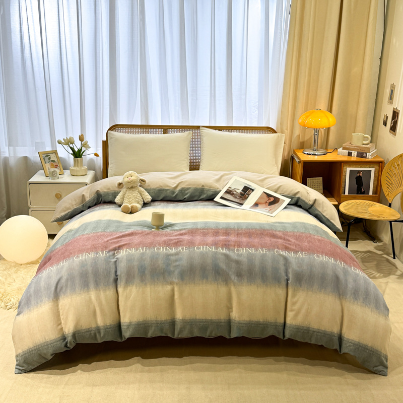 Picture of Cotton brushed duvet cover single piece modern simple single double dormitory thickened quilt cover pure cotton duvet cover single piece