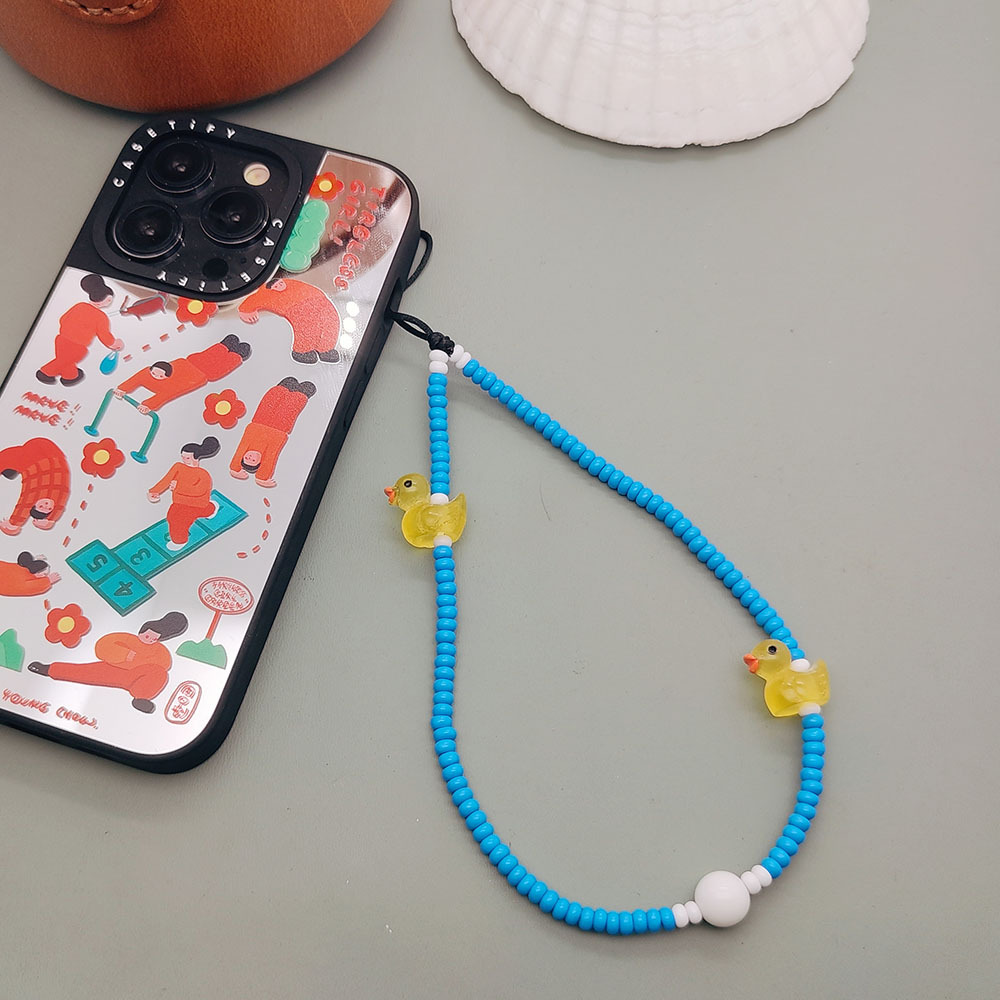 Picture of KKBEAD Wristband Mobile Phone Chain Women's Bubble Bath Cute Duck All-match Glass Beads Beaded Mobile Phone Chain Hanging Accessories