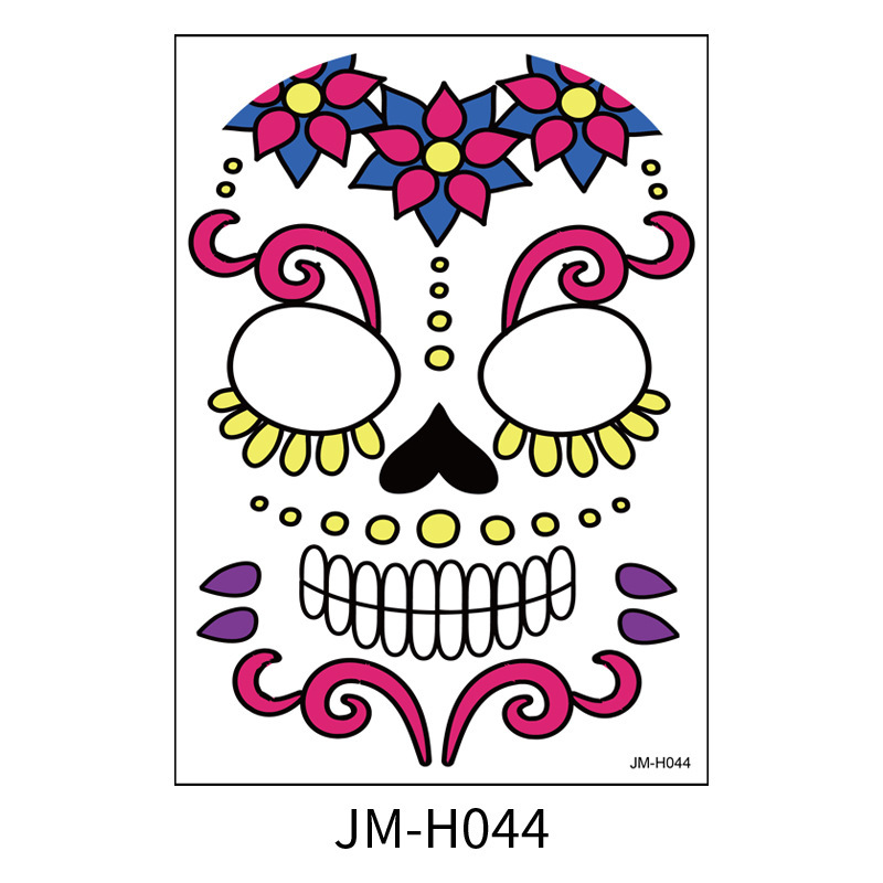 Picture of Cross-Border Waterproof and Sweat-Proof Day of the Dead Masquerade Funny Makeup Temporary Stickers Halloween Face Tattoo Stickers