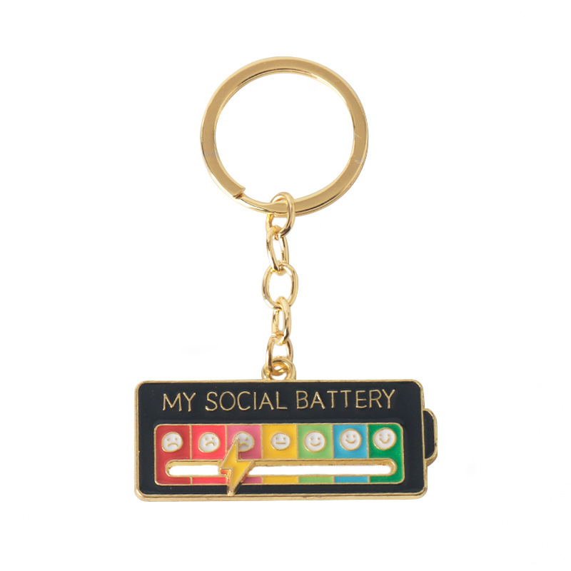 Picture of Cross-border hot selling cartoon creative emotion management adjustable mood expression keychain my social power necklace