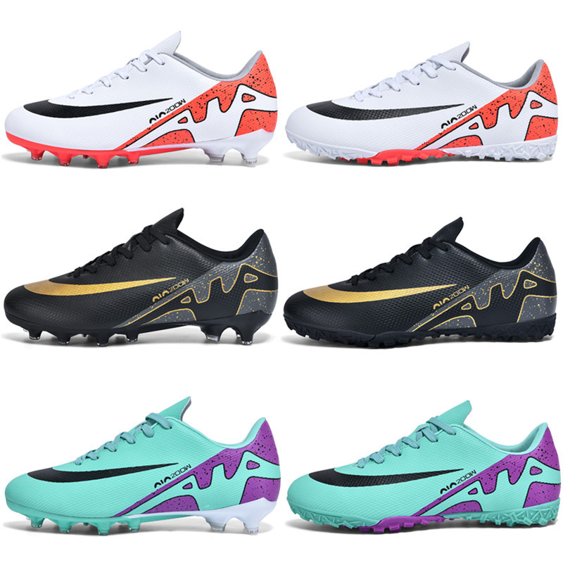 Cross-border low-top football shoes tf broken nail artificial ping AG nail leather foot training shoes for boys and girls, children and teenagers