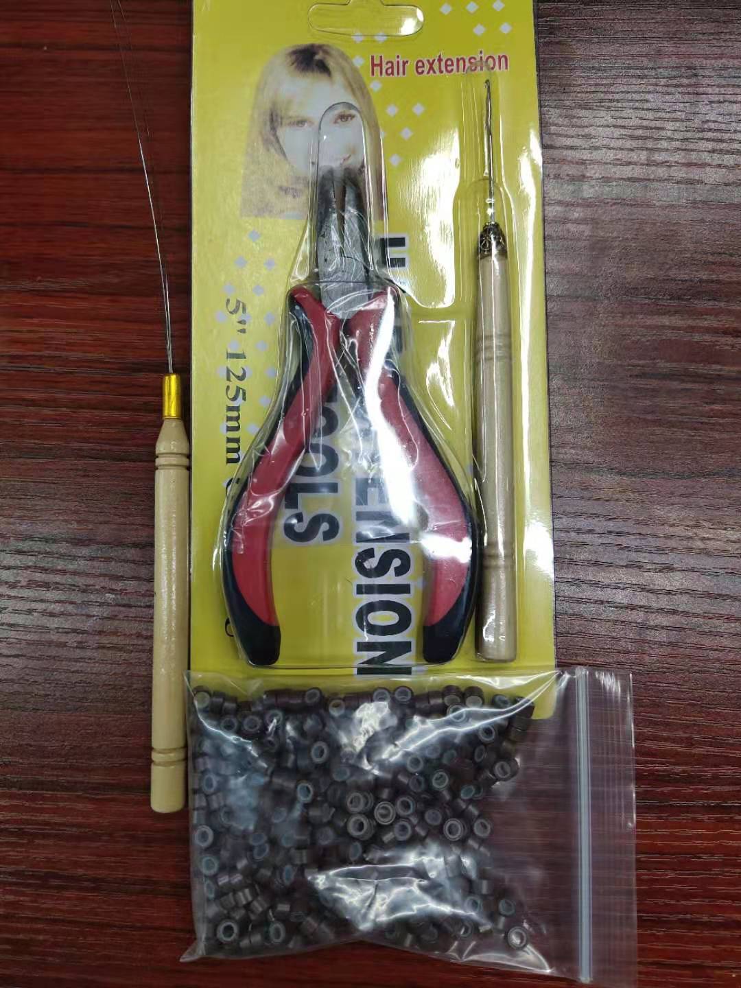 Picture of Cross-border Wig Pliers suit New Hair Extending Pliers suit Five-piece Silicone Buckle Wooden Crochet Wig Tool