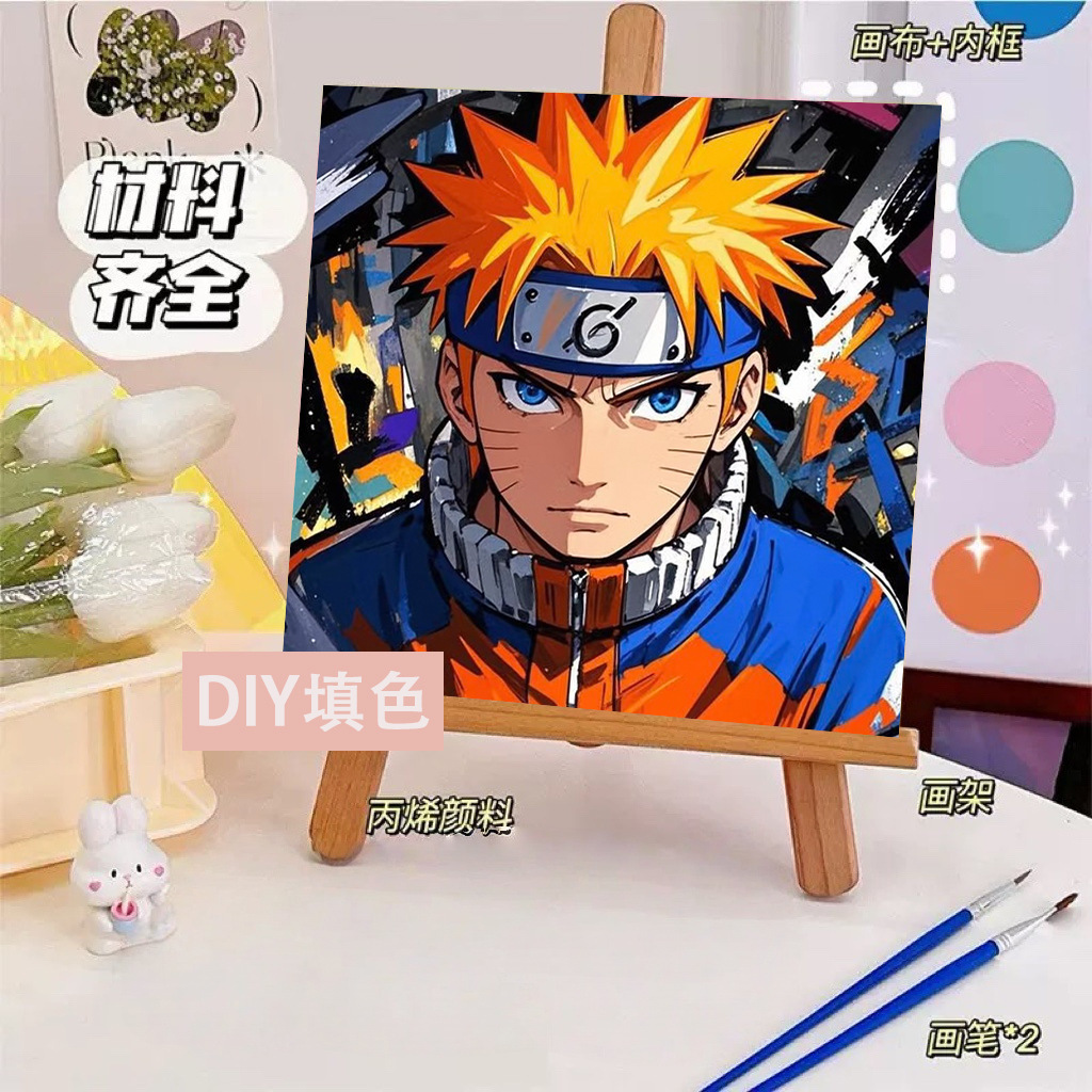 Picture of The child prodigy of Naohai diy digital oil painting manual coloring animation Ao C Naozha oil painting decorative painting