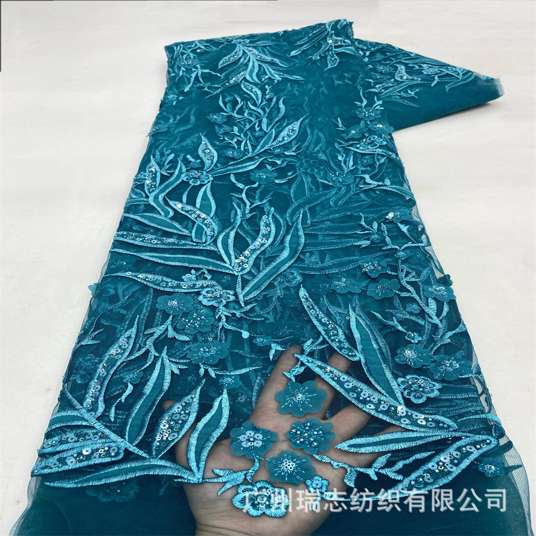 2025 Laser Plant Flower Sequin Bead Tube Embroider Lace Fabric Women's Skirt Fashion Accessories Sequins Lace