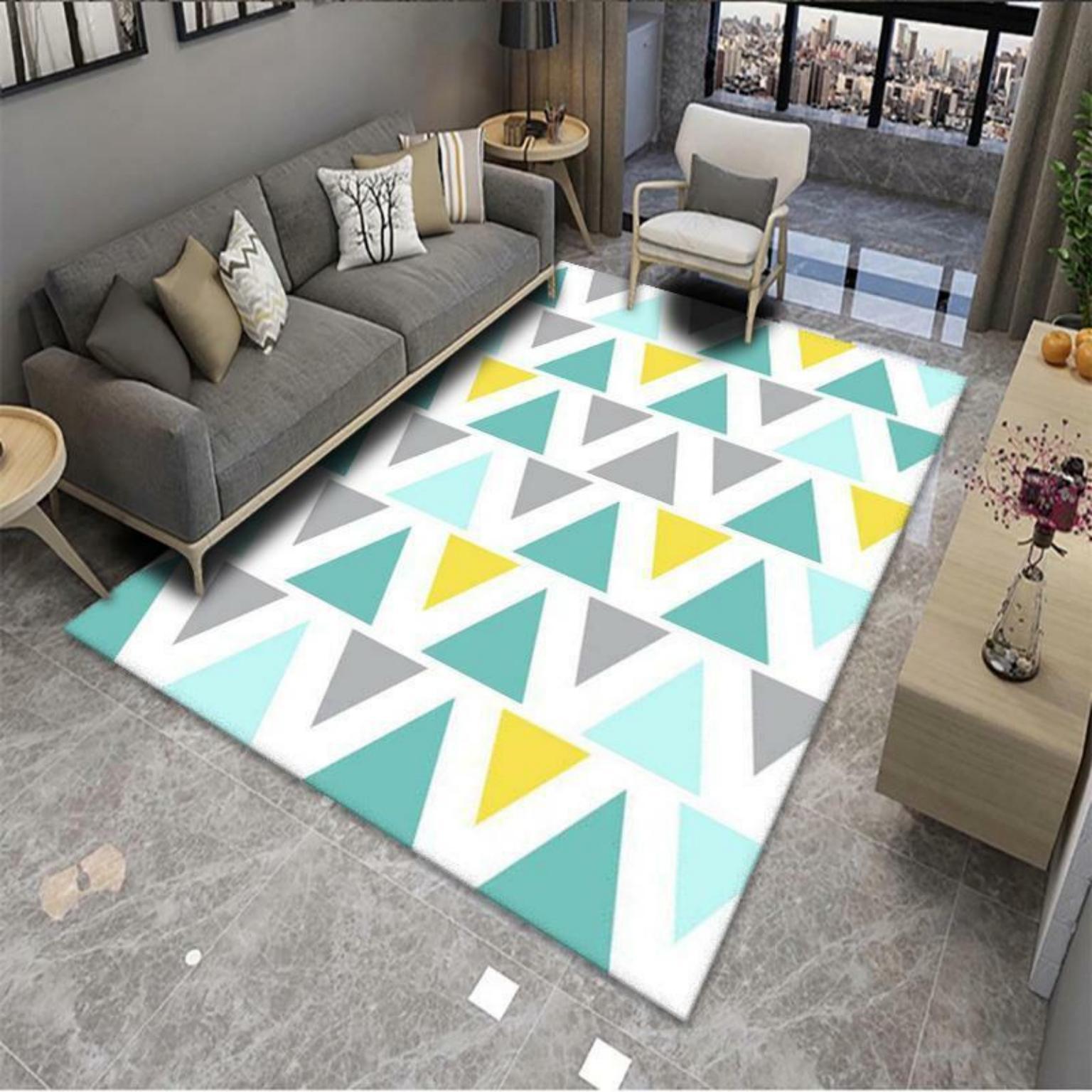 Picture of Modern Simple Living Room Carpet Geometric Pattern Home Study Sofa Printing and Dyeing Carpet Homestay Hotel Carpet Floor Mat