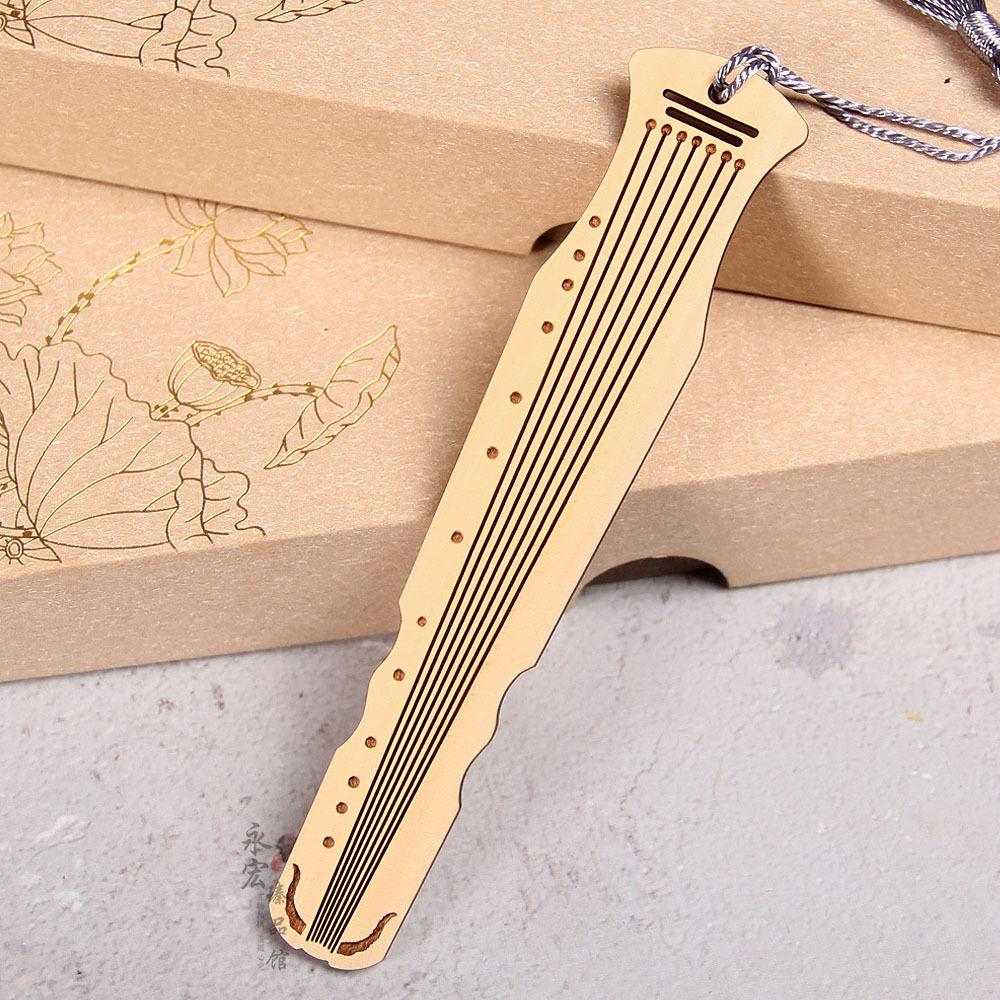 Picture of Ebony boxwood guqin bookmark Qin Se and Ming Guqin two-piece wooden bookmark lettering