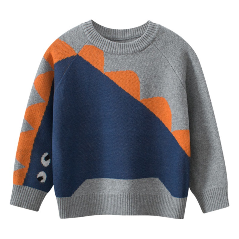 27kids cross-border children's clothing 2024 autumn and winter dinosaur children's sweater baby boys' clothes knitwear one-piece delivery