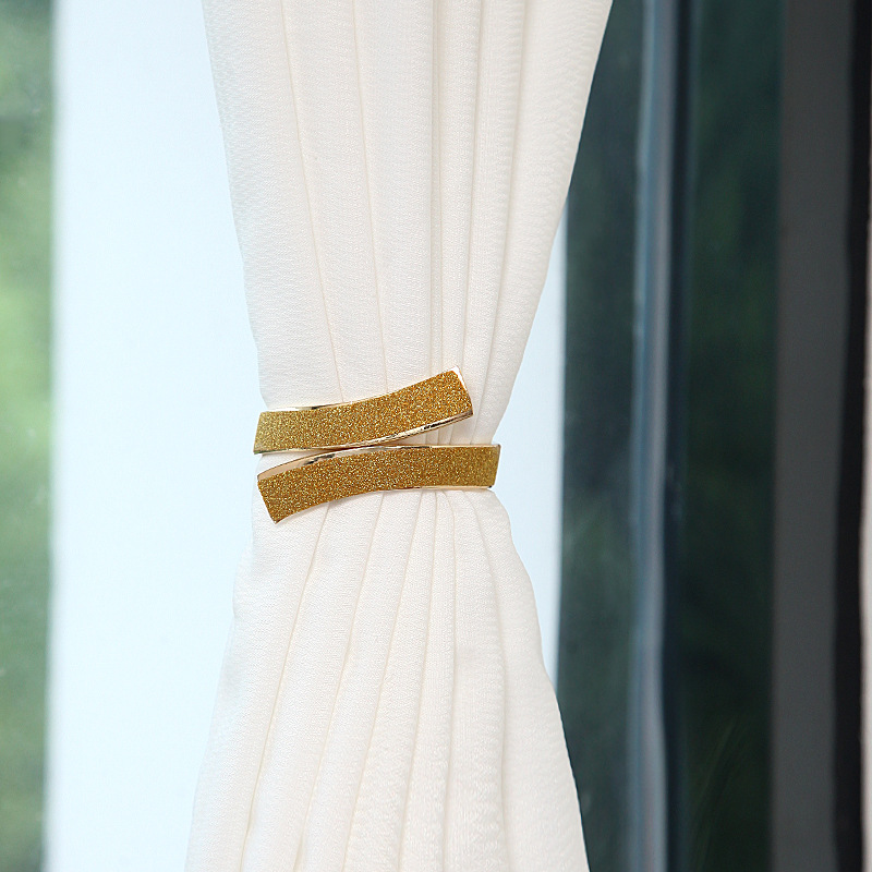 Picture of Light Luxury Curtain Metal Tiebacks Spring Curtain Clips No Installation Required No Drilling Hooks Storage Buckle Wholesale Light Luxury Style