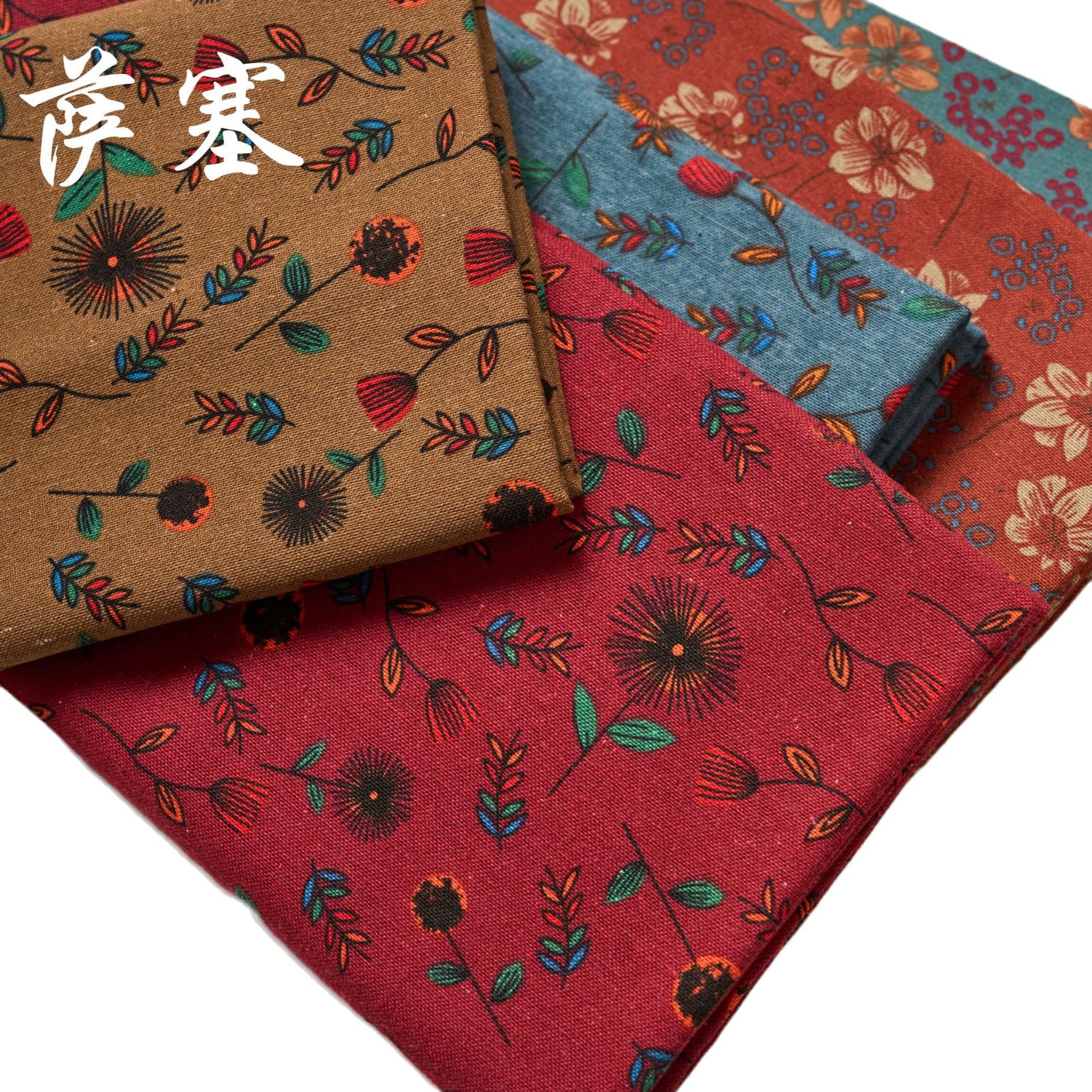 Picture of Cotton and Linen Digital Printing Fabric Printing Fabric Small Floral Cloth Retro Pastoral Clothing Fabric