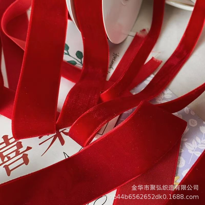 Picture of Factory in stock One-sided Velvet Ribbon Flocking Belt Handmade Clothing Clothing Bow Accessories Gift Box Flowers