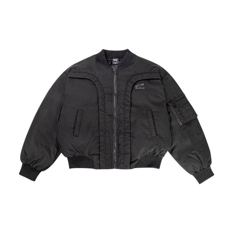 American Retro Letter Split Design 2024 Winter Baseball Suit Cotton Jacket Men and Women Deconstructed Cotton Jacket