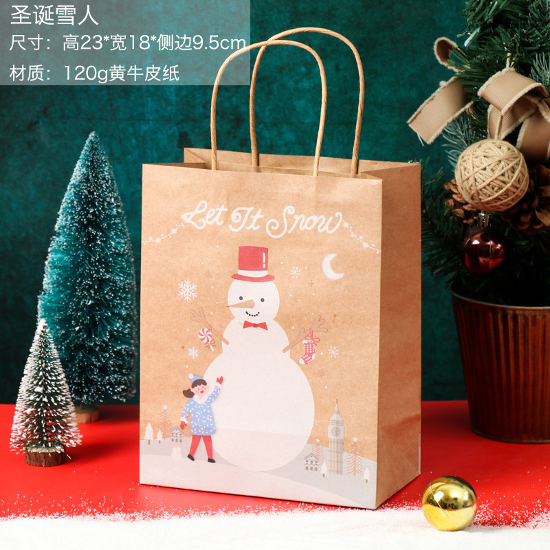 Picture of Spot New Christmas Kraft Paper Bag Christmas Eve Handbag Candy Gift Bag Apple Packaging Gift Paper Bag