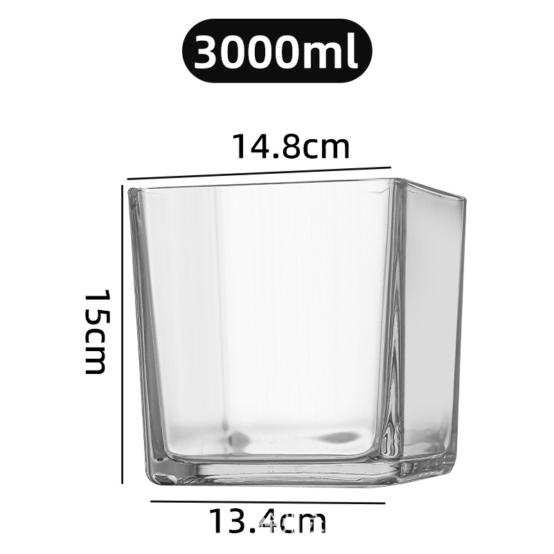 Picture of Wholesale glass aromatherapy candle cup square square cylinder transparent candle holder ornaments flower arrangement hydroponic vase large small size fish tank