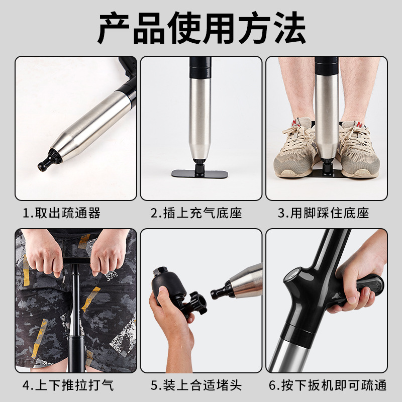 Picture of One shot toilet dredge sewer toilet blockage universal kitchen floor drain pipe air pressure special tool