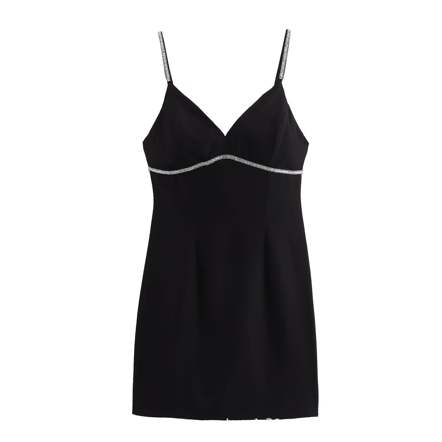 French Retro 2024 Summer New Sexy Deep V Diamond Chain Suspender Dress Wholesale