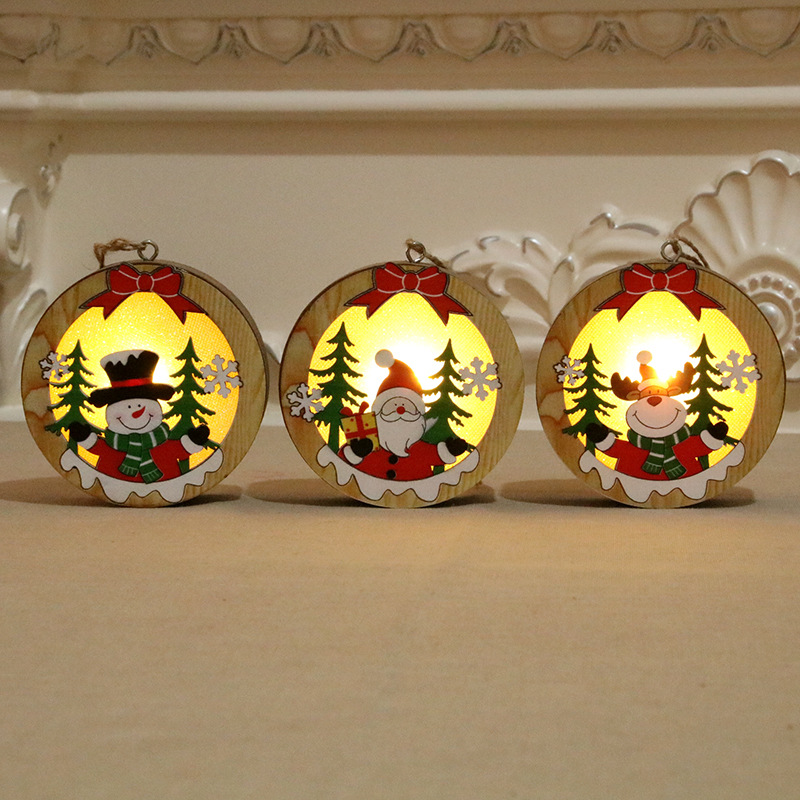 Picture of Christmas decorations wooden luminous pendant Christmas tree decoration pendant Christmas gift wooden pendant