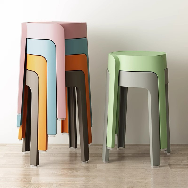 Nordic Fashion Round Stool Plastic Thickened Adult Stool Stackable Dining Table Bench Home Chair Spare Stool High Stool