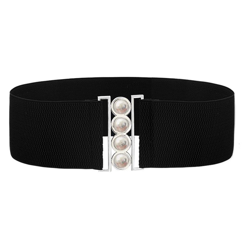 Korean Style Steel Ball Four-Ring Fashionable Simple Waist Seal Metal Wide Buckle Belt Comfortable and Easy Buckle Loose Elastic Waist Chain