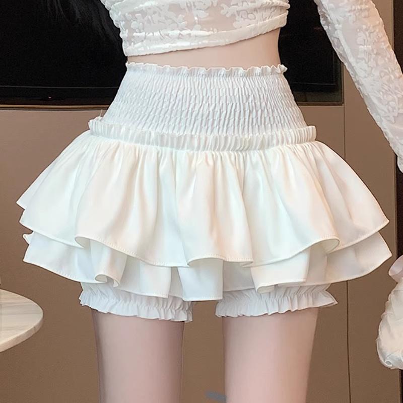 Spring and Summer Little Cake Character A- Skirt 2024 New Black Women's Shaggy Puff Waist Skirt Hip