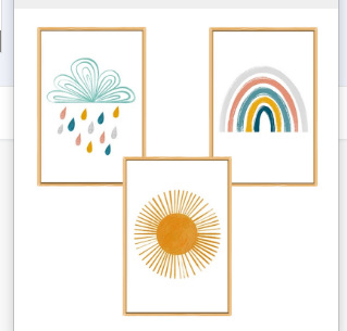 Amazon Hot Selling Cartoon Weather Rainbow Sun Clouds Children's Bedroom Hanging Painting Poster Canvas Decorative Painting Core