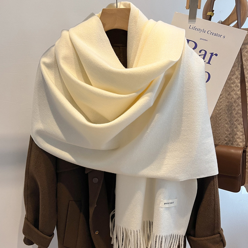 Picture of Blue Imitation Cashmere Scarf for Women 2025 New Winter K-Style Thickeneded Light Blue Scarf Versatile Dual-Use Shawl