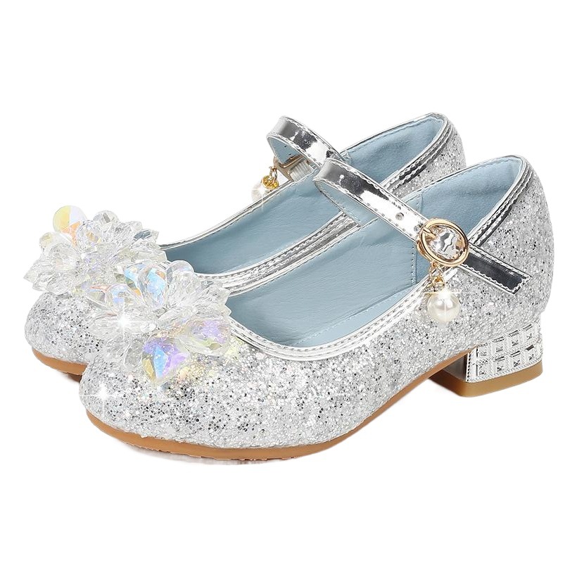 Girls' High Heels Spring and Autumn Fashion Little Girl Princess Shoes Children's Crystal Shoes Children's Shoes Manufacturer Wholesale Sequins