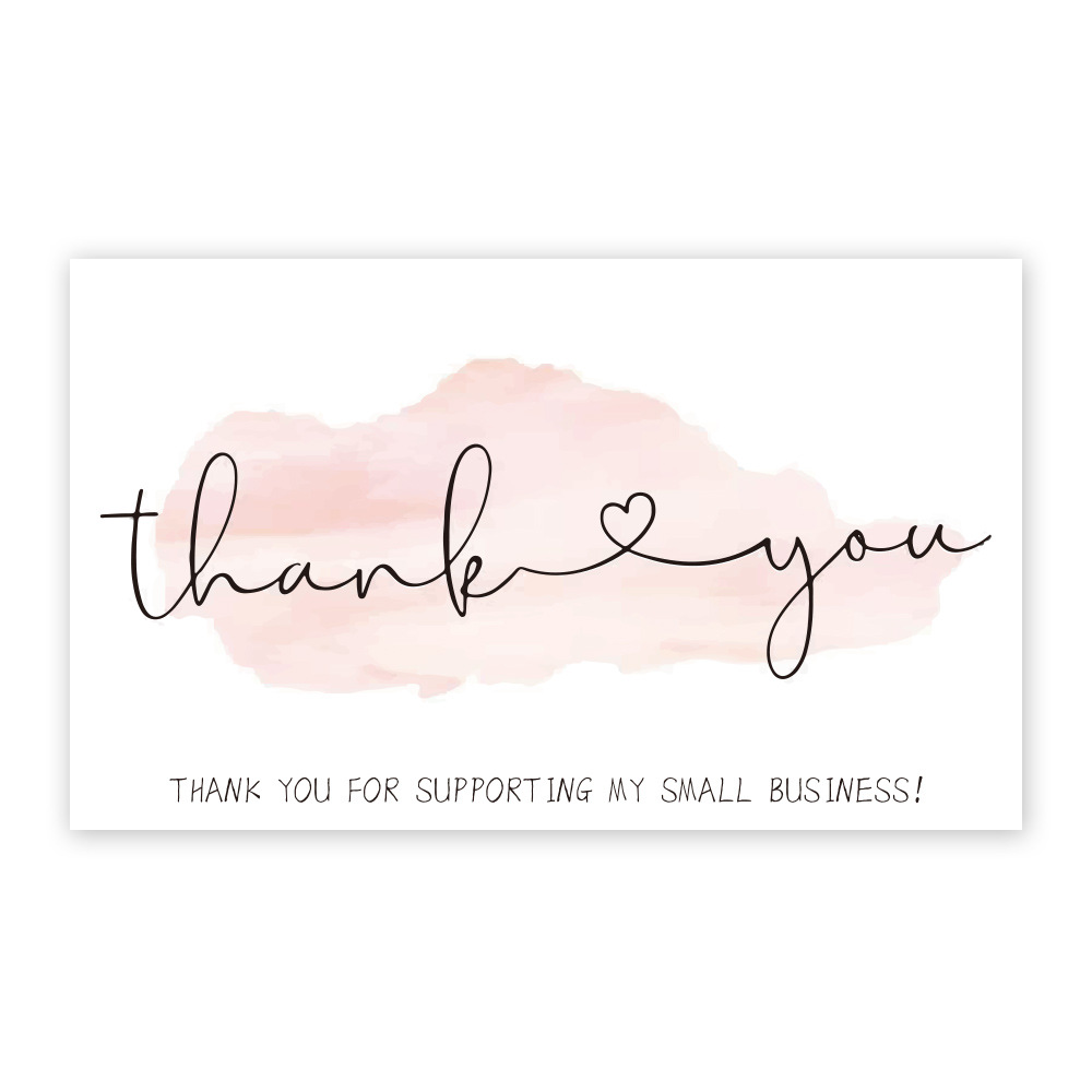 Picture of Amazon Cross-Border Wholesale Pink Thank You Card Coated Paper Card Thank You Gift Card Packaging Card
