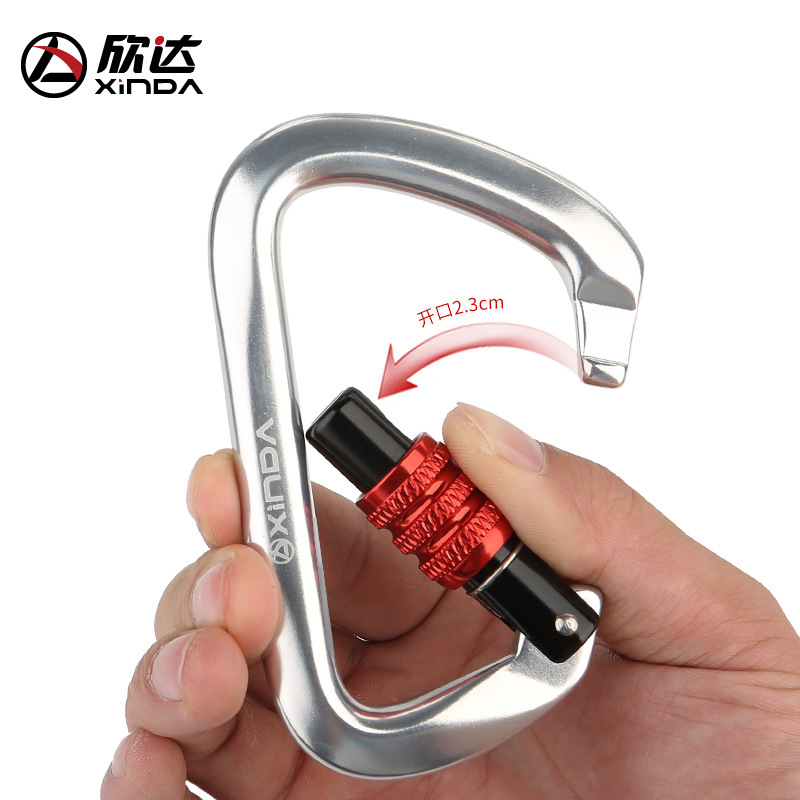 Picture of Aluminum alloy main lock outdoor rock climbing main lock D-type screw buckle lock safety lock buckle mountaineering buckle equipment high-altitude yoga