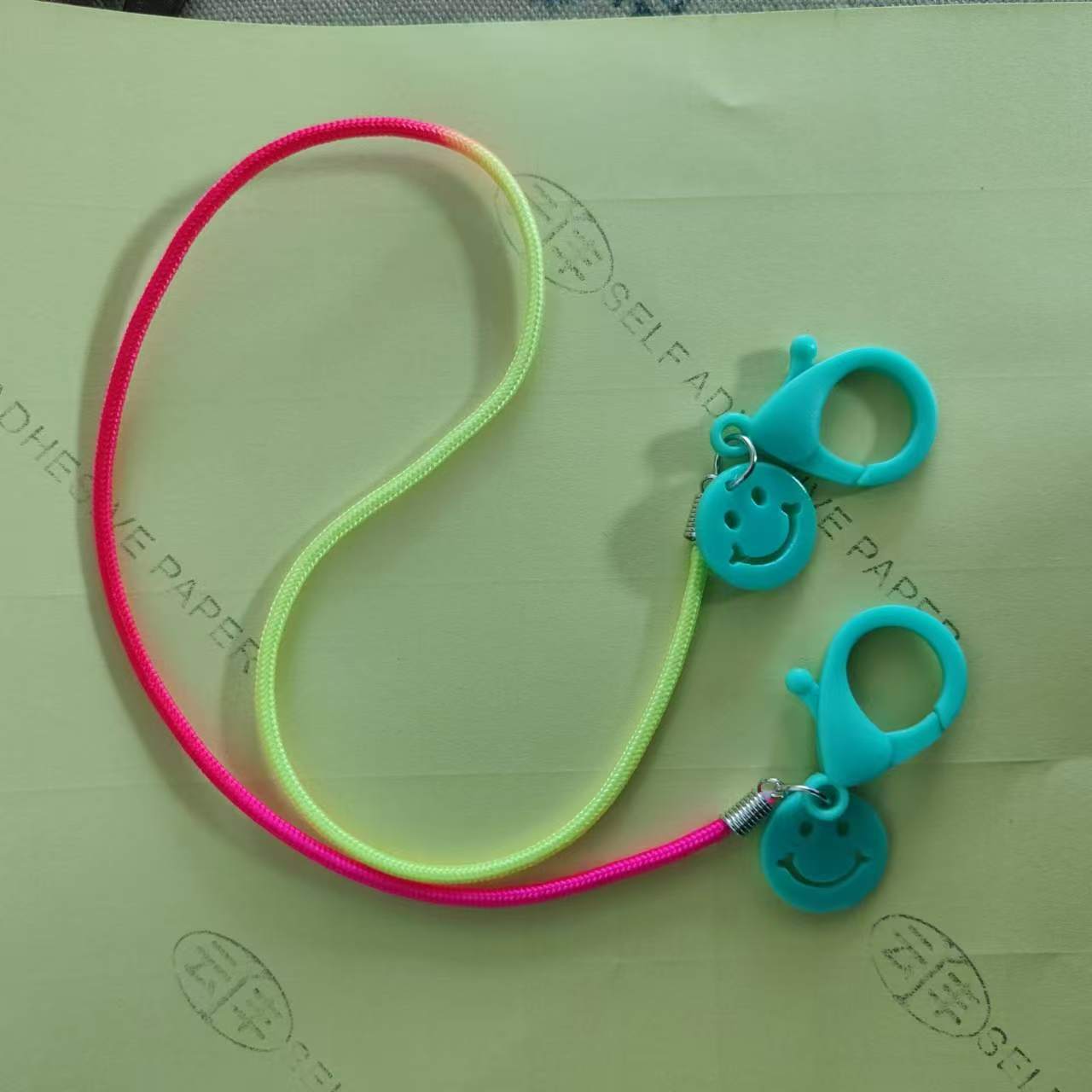Picture of Korean style children's cartoon candy color acrylic smiley face gradient lanyard mask chain glasses chain mask with hanging chain