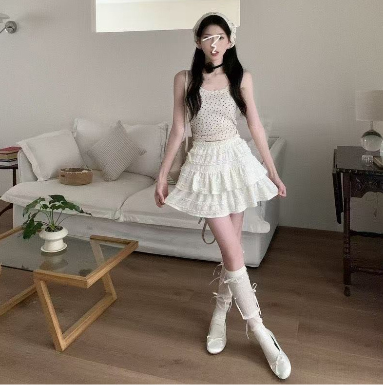 Spring Summer Wind Soft Girl Sweet Ballet Design Lace Cake Lace Sense Niche Skirt Skirt