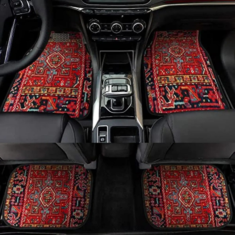 Cross-border temu generation can be labeled retro Bohemian style four-piece set of dirt-resistant wear-resistant car floor mats