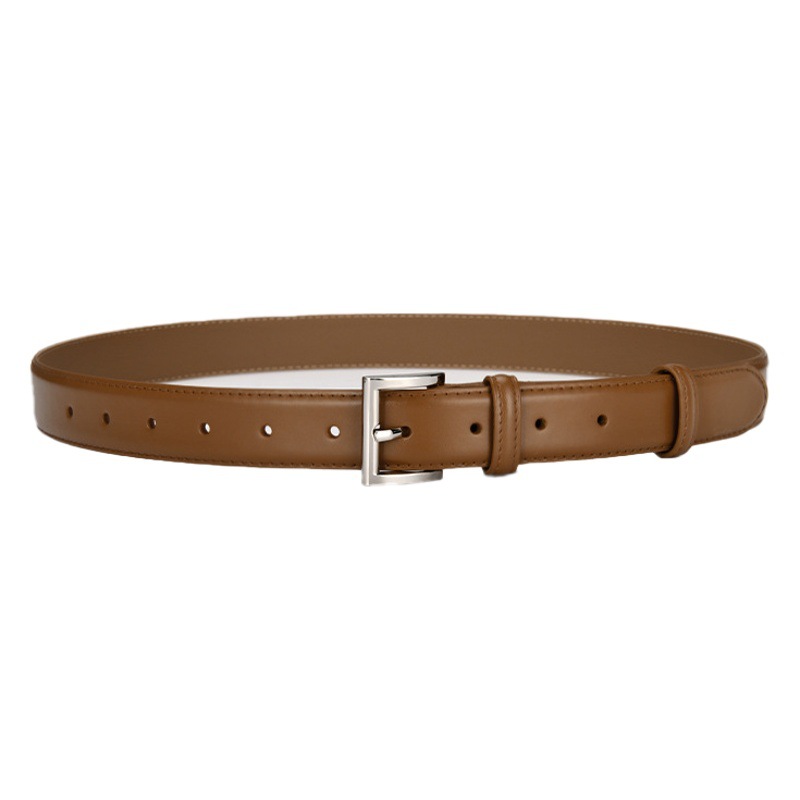 Genuine Leather Belt Women's Denim Belt Joker Decorative Thin Belt Simple Fashion Matching Coat Black Pants Belt Wholesale