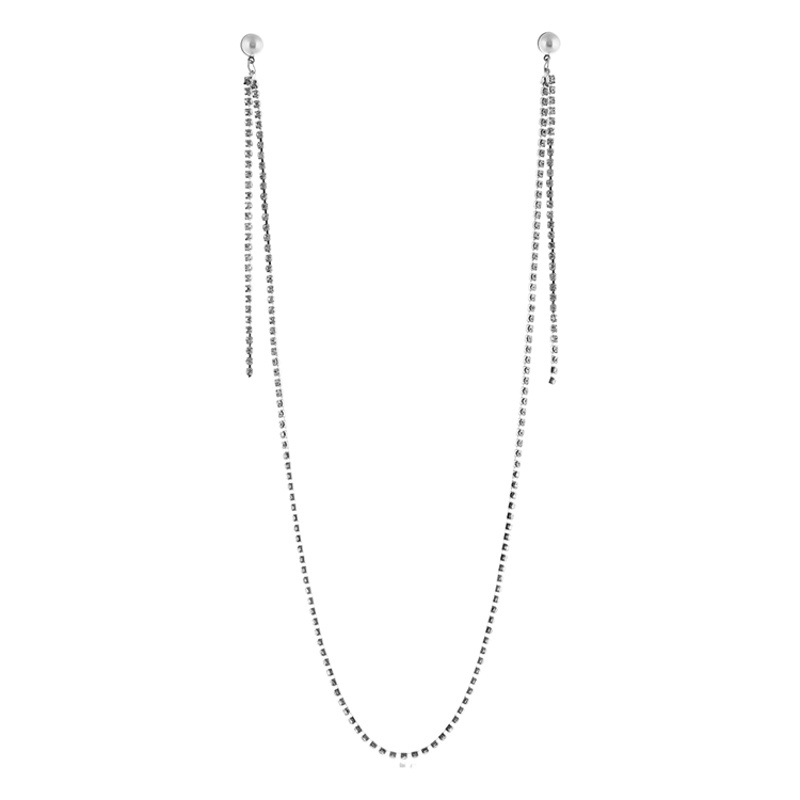 Cold style full diamond long necklace earrings halter one-piece one-piece earrings European and American personalized earrings for women