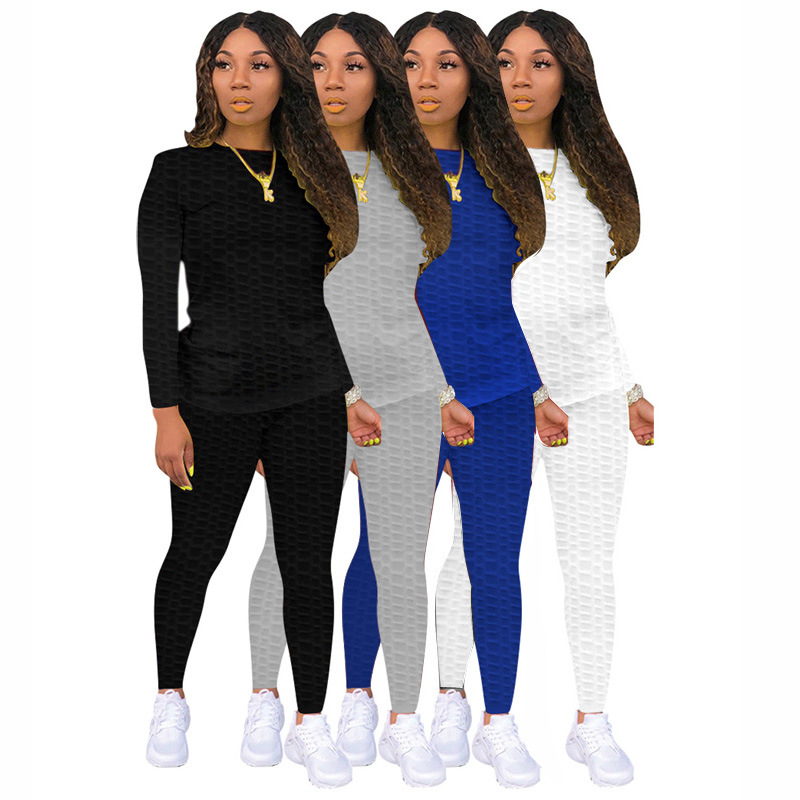 2021 cross-border European and American suit best selling leisure sports suit solid color temperament commuter sweater fashion leisure