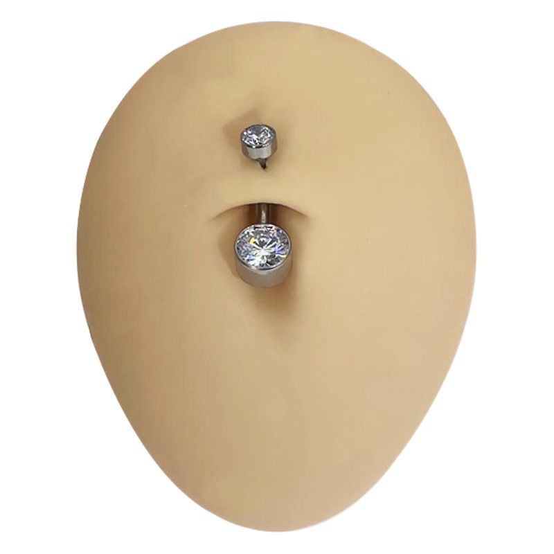 Double cylindrical zircon 14G 6/8/10mm pole G23 titanium belly button nail 2022 new belly button nail