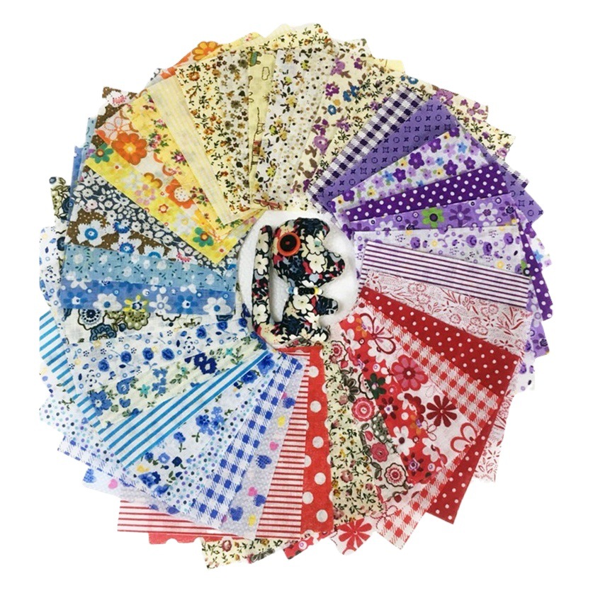 30*30cm cotton patchwork cloth head handmade DIY cloth group plain small floral mixed flower printed plain cloth
