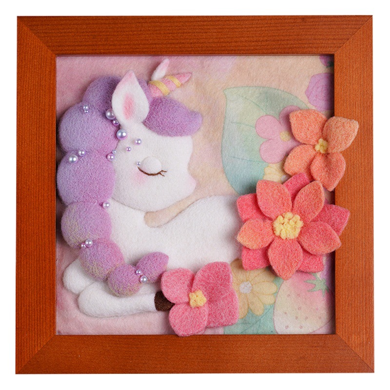 Guardian beast fantasy animal photo frame home decoration handmade diy material fantasy girl heart wool pokes