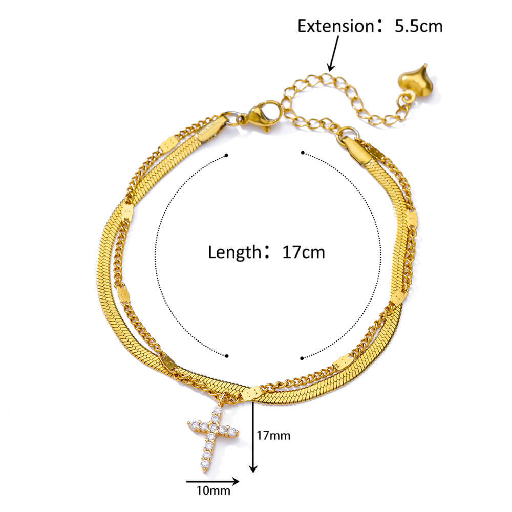 Picture of Simple Double-layer Stainless Steel Foot Chain Women's High-end Feeling Foot Ring Cross Pendant Niche Design Foot Chain for Hair
