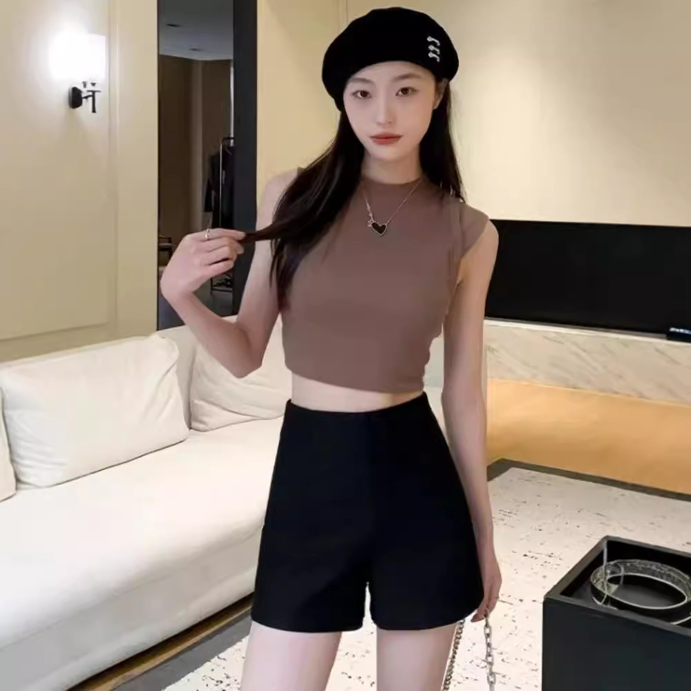Black Super Shorts Women's 2024 New Summer Outer Wear High Waist Tight A- line Slim Look Suit Spice Girls Bottoming Hot Pants