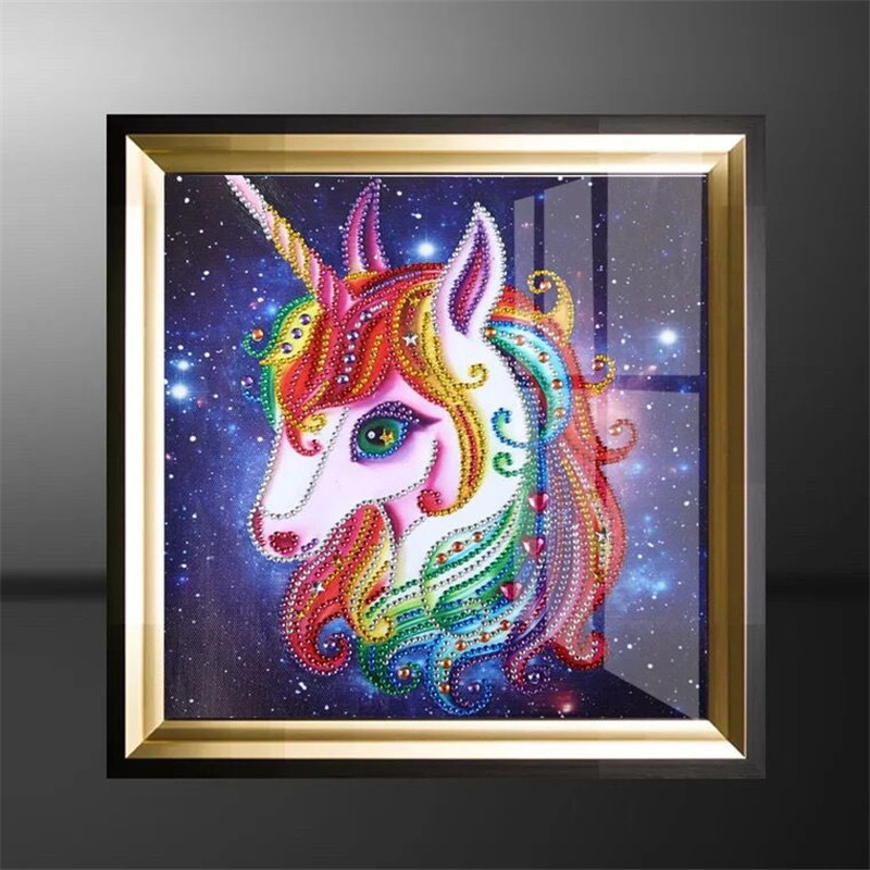 Picture of Cross-border AliExpress supply DIY Diamond painting 5D shaped diamond unicorn Crafts bedroom home decoration painting