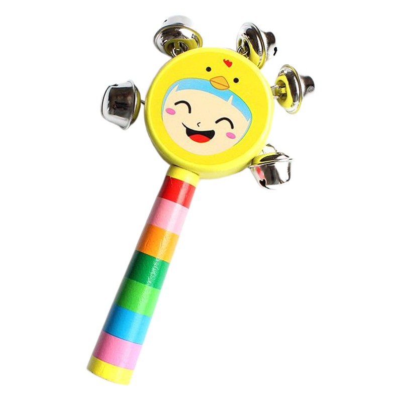 Wooden Smiley Rattle Children's Baby Wooden Smiley Cartoon Hand Rattle Baby Early Education Teaching Aids Wooden Toys