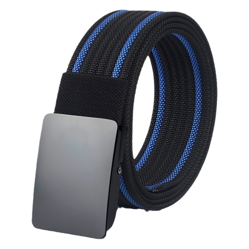 Cross-border smooth alloy buckle canvas nylon belt men's outdoor training casual woven tactical belt