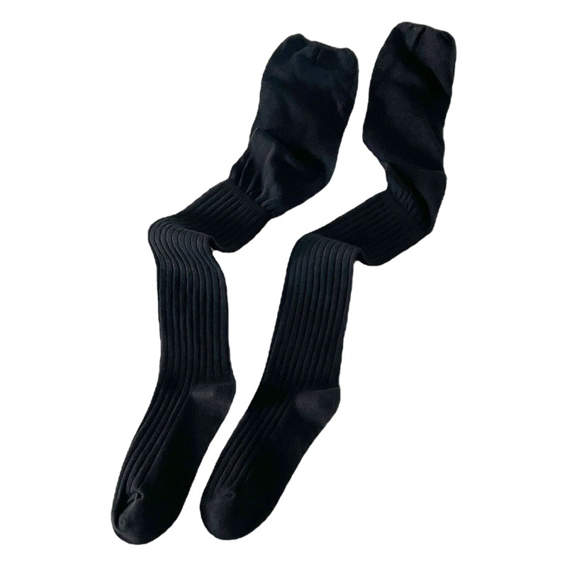 AMUSIVE Solid Color Long Over-the-Knee Socks Stitching Pile Socks Boots Women's Slimming All-match High Socks with Long Boots