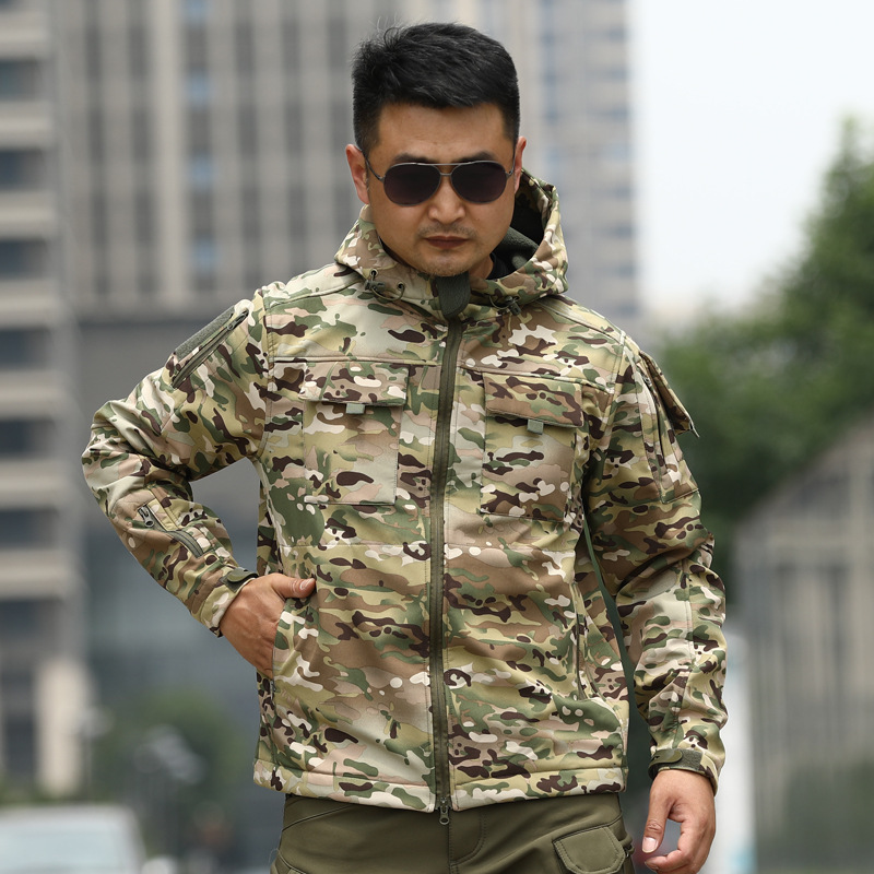 Picture of Cross-border men's autumn and winter TAD shark skin soft shell assault clothing camouflage winter clothing sports outdoor tactical fleece clothing