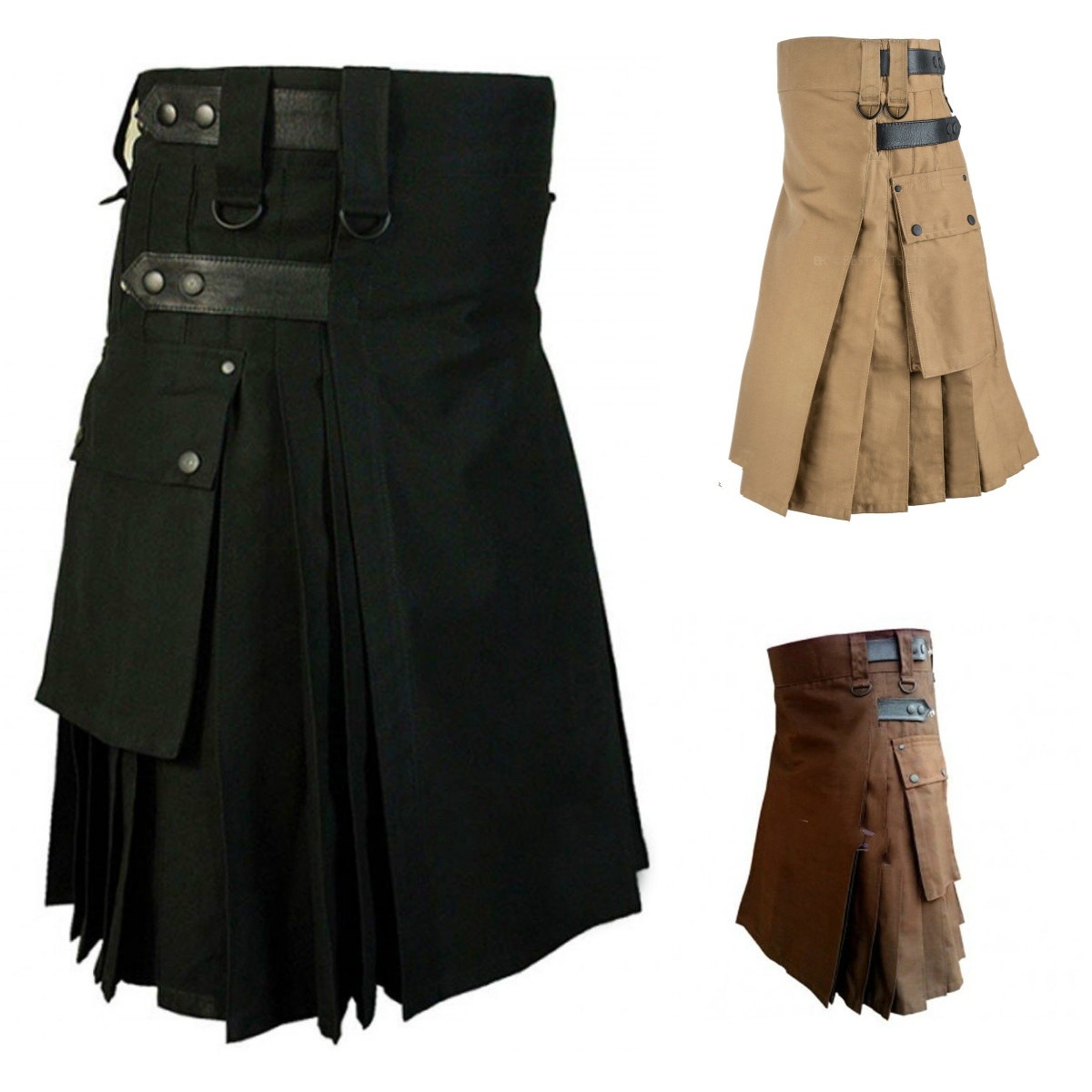 Men's AliExpress Hot Sale Scottish Holiday Skirt Men's Plaid Color Contrast Pleated Skirt BK0300