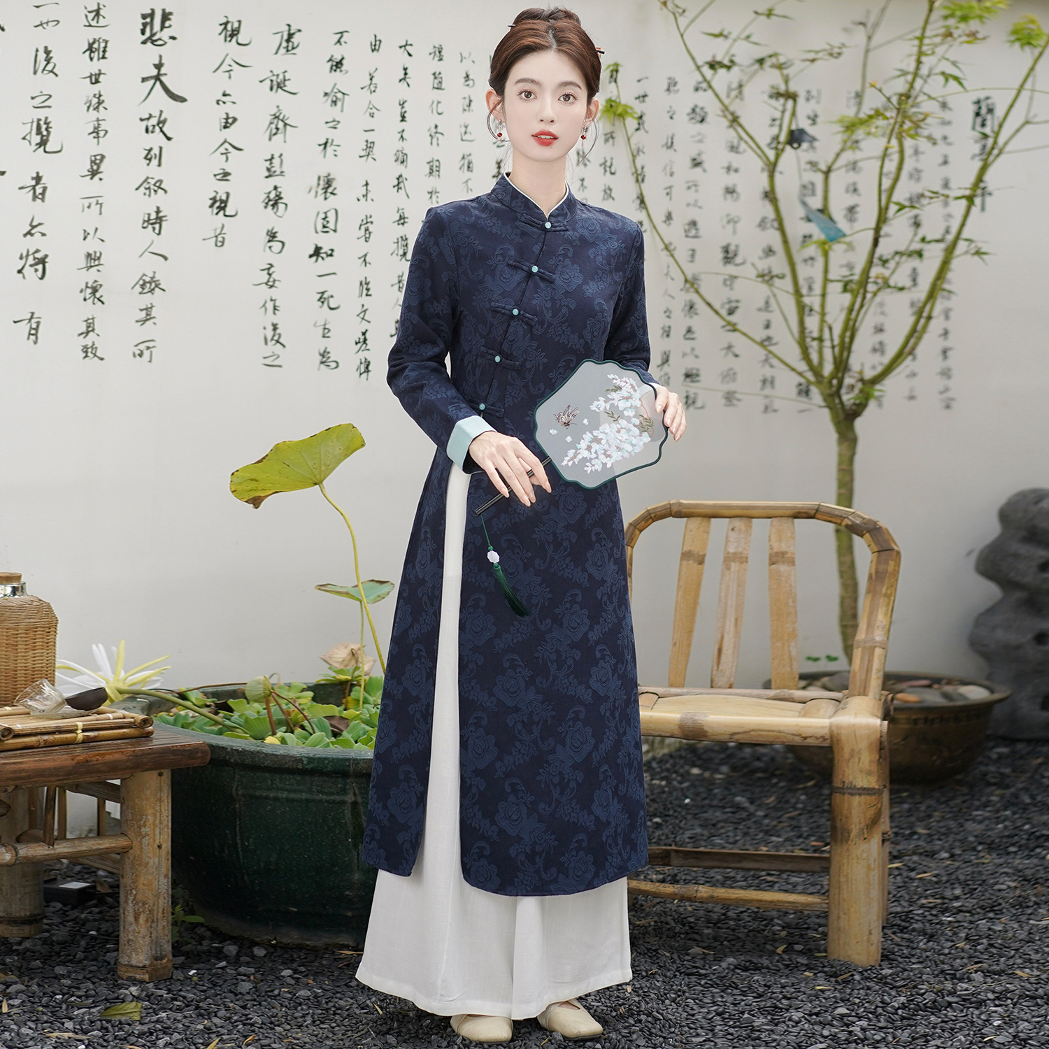Picture of Spring and Autumn New Chinese Cheongsam dress Women's Tea Clothing Tea Art Clothing suit Zen Zen Clothing Chinese Style Tang Suit Women's Clothing