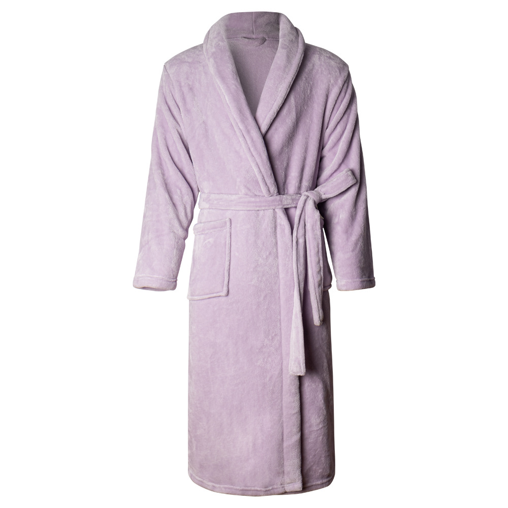Cross-Border Multi-Color Spot Super Soft Women's Flannel Bathrobe Thickened Home Long Plain Nightgown Slimming