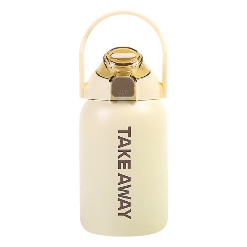 Portable BIG pot 850ml large capacity stainless steel sports kettle student thermos pot straw thermos cup lettering